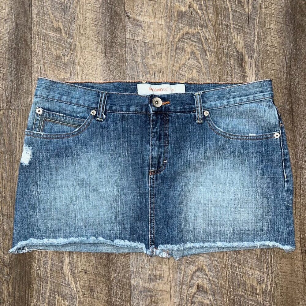 2000s Y2k Mossimo Denim Micro Mini‎ Skirt Raw Hem Womens Size Small